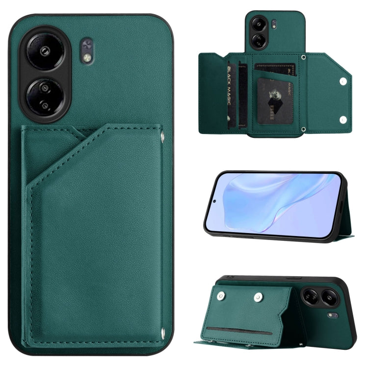 Skin Feel Four Card Slots Phone Case with Wrist Strap, For Redmi 13C 4G Global, For Redmi Note 13 5G, For Redmi Note 13 Pro+, For Redmi 12 4G Global, For Redmi Note 12 Turbo, For Redmi K60 / 60 Pro, For Redmi Note 12S 4G Global                         ...