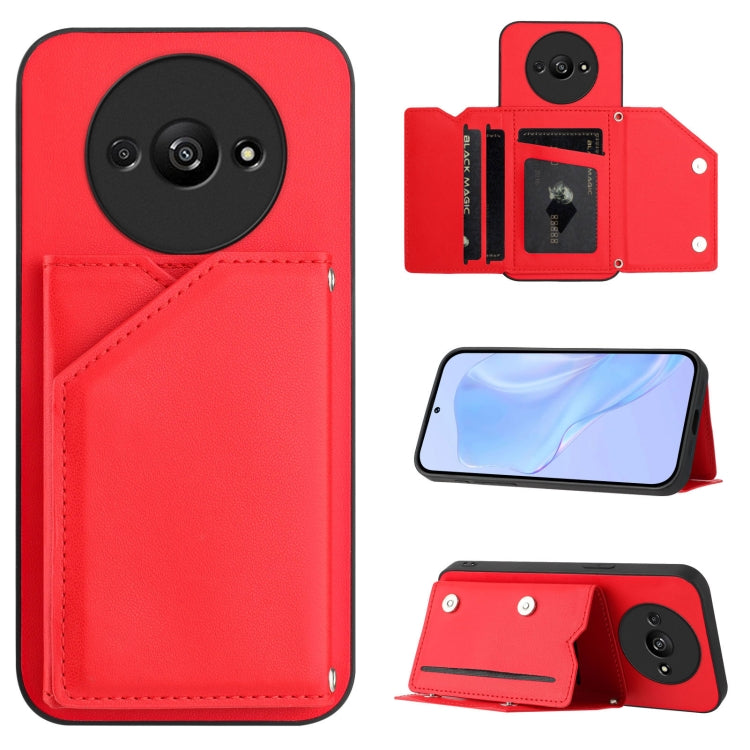 Skin Feel Four Card Slots Phone Case with Wrist Strap, For Redmi Turbo 4 Pro / Poco F7, For Redmi A5 4G 171.7mm / Poco C71, For Redmi Note 13R / Redmi 13, For Redmi A3 4G Global, For Redmi Note 13 Pro 4G Global, For Redmi Note 13 4G Global             ...
