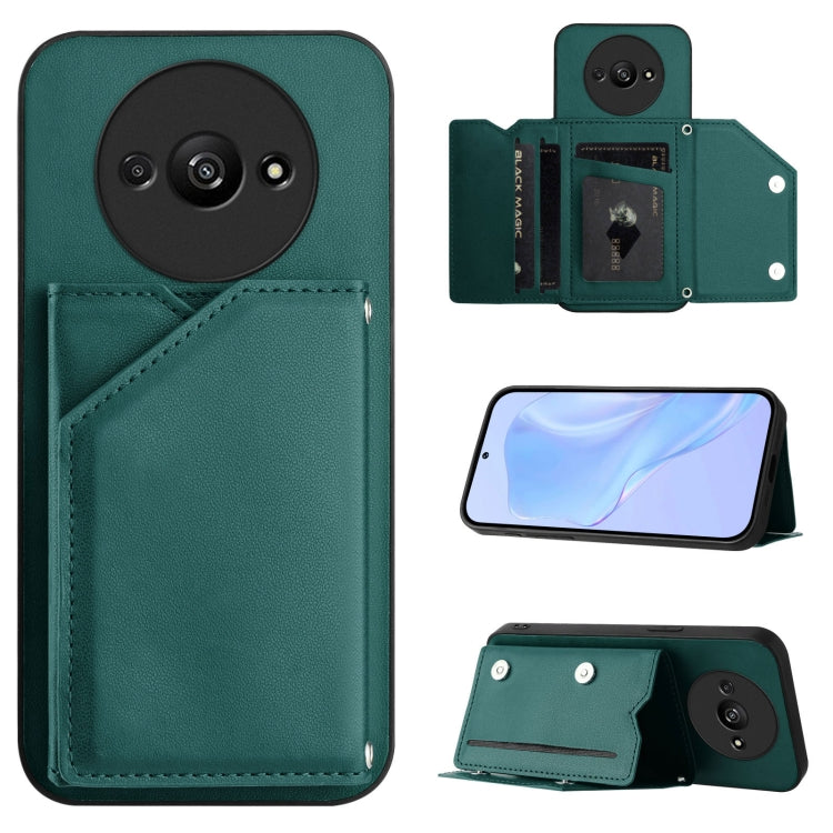 Skin Feel Four Card Slots Phone Case with Wrist Strap, For Redmi Turbo 4 Pro / Poco F7, For Redmi A5 4G 171.7mm / Poco C71, For Redmi Note 13R / Redmi 13, For Redmi A3 4G Global, For Redmi Note 13 Pro 4G Global, For Redmi Note 13 4G Global             ...