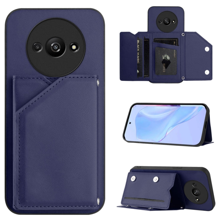 Skin Feel Four Card Slots Phone Case with Wrist Strap, For Redmi Turbo 4 Pro / Poco F7, For Redmi A5 4G 171.7mm / Poco C71, For Redmi Note 13R / Redmi 13, For Redmi A3 4G Global, For Redmi Note 13 Pro 4G Global, For Redmi Note 13 4G Global             ...