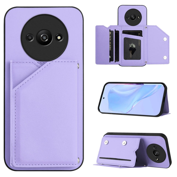 Skin Feel Four Card Slots Phone Case with Wrist Strap, For Redmi Turbo 4 Pro / Poco F7, For Redmi A5 4G 171.7mm / Poco C71, For Redmi Note 13R / Redmi 13, For Redmi A3 4G Global, For Redmi Note 13 Pro 4G Global, For Redmi Note 13 4G Global             ...