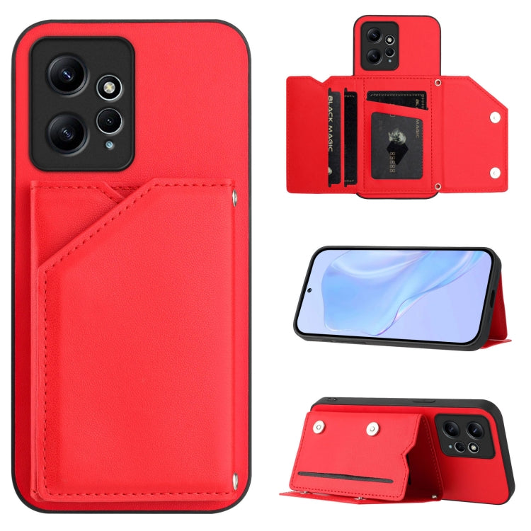 Skin Feel Four Card Slots Phone Case with Wrist Strap, For Redmi 13C 4G Global, For Redmi Note 13 5G, For Redmi Note 13 Pro+, For Redmi 12 4G Global, For Redmi Note 12 Turbo, For Redmi K60 / 60 Pro, For Redmi Note 12S 4G Global                         ...