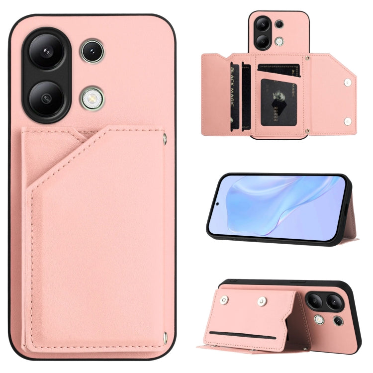 Skin Feel Four Card Slots Phone Case with Wrist Strap, For Redmi Turbo 4 Pro / Poco F7, For Redmi A5 4G 171.7mm / Poco C71, For Redmi Note 13R / Redmi 13, For Redmi A3 4G Global, For Redmi Note 13 Pro 4G Global, For Redmi Note 13 4G Global             ...