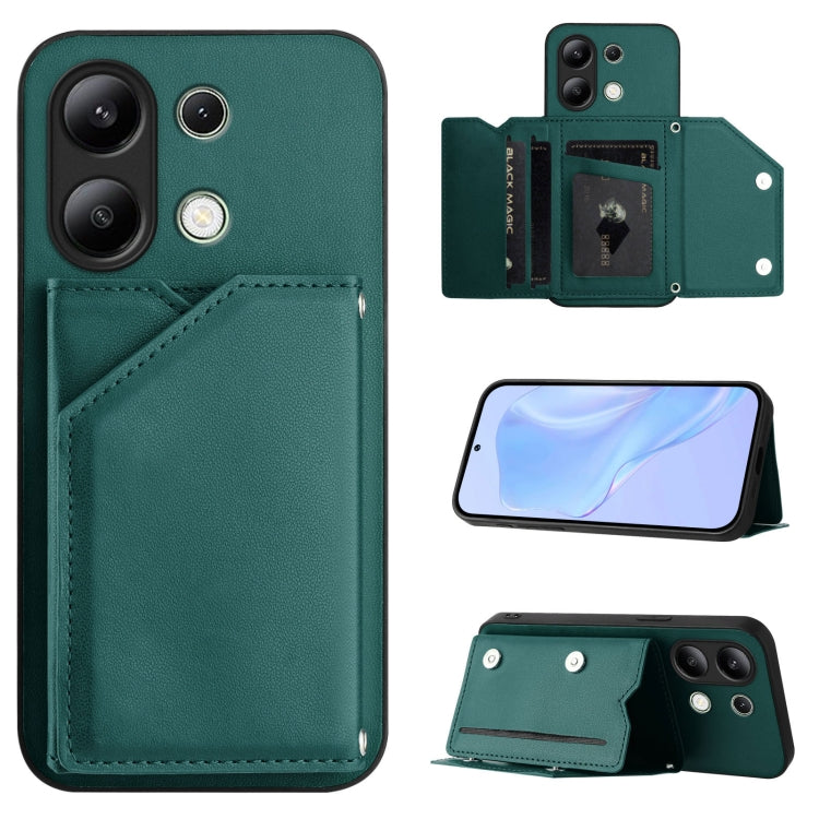 Skin Feel Four Card Slots Phone Case with Wrist Strap, For Redmi Turbo 4 Pro / Poco F7, For Redmi A5 4G 171.7mm / Poco C71, For Redmi Note 13R / Redmi 13, For Redmi A3 4G Global, For Redmi Note 13 Pro 4G Global, For Redmi Note 13 4G Global             ...