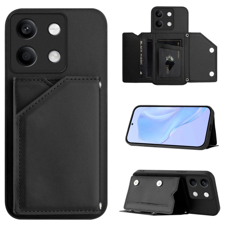 Skin Feel Four Card Slots Phone Case with Wrist Strap, For Redmi 13C 4G Global, For Redmi Note 13 5G, For Redmi Note 13 Pro+, For Redmi 12 4G Global, For Redmi Note 12 Turbo, For Redmi K60 / 60 Pro, For Redmi Note 12S 4G Global                         ...