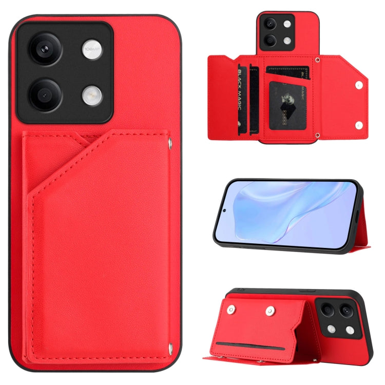 Skin Feel Four Card Slots Phone Case with Wrist Strap, For Redmi 13C 4G Global, For Redmi Note 13 5G, For Redmi Note 13 Pro+, For Redmi 12 4G Global, For Redmi Note 12 Turbo, For Redmi K60 / 60 Pro, For Redmi Note 12S 4G Global                         ...