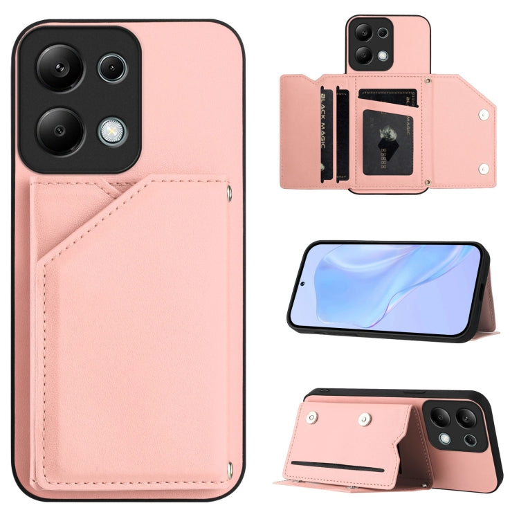 Skin Feel Four Card Slots Phone Case with Wrist Strap, For Redmi Turbo 4 Pro / Poco F7, For Redmi A5 4G 171.7mm / Poco C71, For Redmi Note 13R / Redmi 13, For Redmi A3 4G Global, For Redmi Note 13 Pro 4G Global, For Redmi Note 13 4G Global             ...