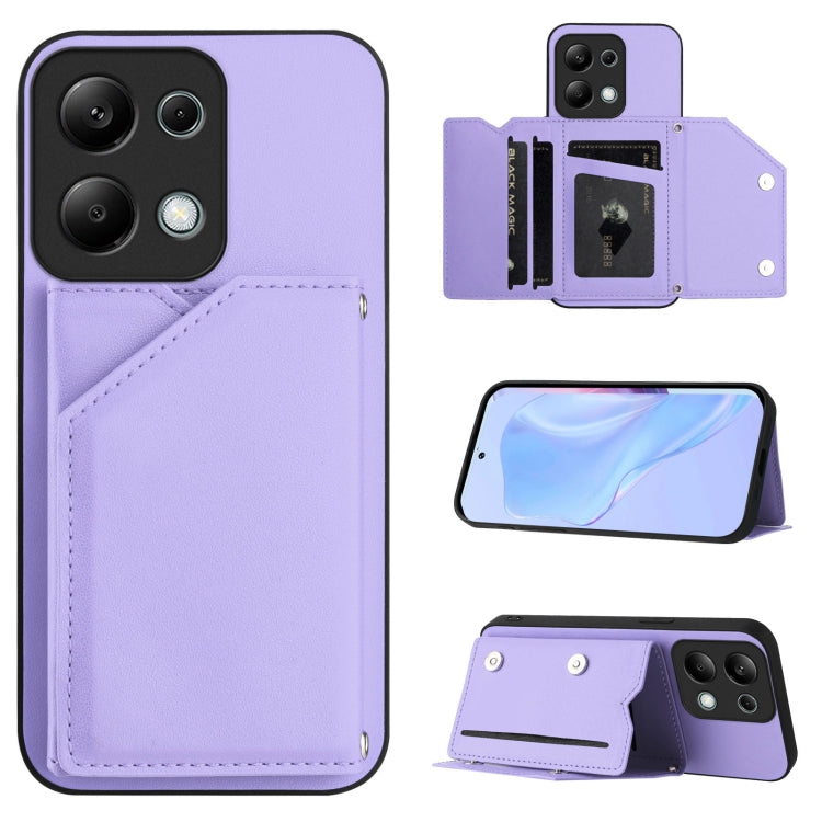 Skin Feel Four Card Slots Phone Case with Wrist Strap, For Redmi Turbo 4 Pro / Poco F7, For Redmi A5 4G 171.7mm / Poco C71, For Redmi Note 13R / Redmi 13, For Redmi A3 4G Global, For Redmi Note 13 Pro 4G Global, For Redmi Note 13 4G Global             ...