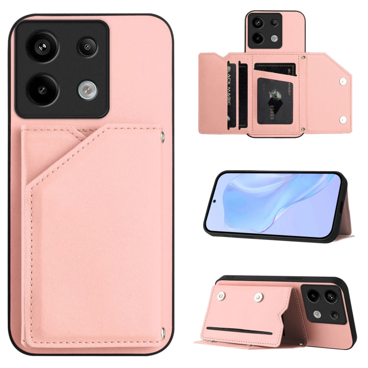 Skin Feel Four Card Slots Phone Case with Wrist Strap, For Redmi Turbo 4 Pro / Poco F7, For Redmi A5 4G 171.7mm / Poco C71, For Redmi Note 13R / Redmi 13, For Redmi A3 4G Global, For Redmi Note 13 Pro 4G Global, For Redmi Note 13 4G Global             ...