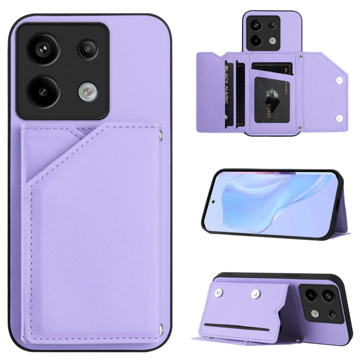 Skin Feel Four Card Slots Phone Case with Wrist Strap, For Redmi Turbo 4 Pro / Poco F7, For Redmi A5 4G 171.7mm / Poco C71, For Redmi Note 13R / Redmi 13, For Redmi A3 4G Global, For Redmi Note 13 Pro 4G Global, For Redmi Note 13 4G Global             ...