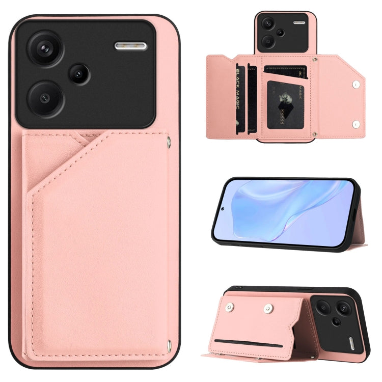 Skin Feel Four Card Slots Phone Case with Wrist Strap, For Redmi 13C 4G Global, For Redmi Note 13 5G, For Redmi Note 13 Pro+, For Redmi 12 4G Global, For Redmi Note 12 Turbo, For Redmi K60 / 60 Pro, For Redmi Note 12S 4G Global                         ...