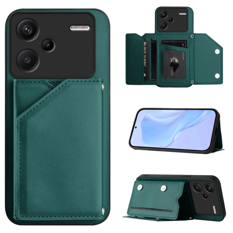 Skin Feel Four Card Slots Phone Case with Wrist Strap, For Redmi 13C 4G Global, For Redmi Note 13 5G, For Redmi Note 13 Pro+, For Redmi 12 4G Global, For Redmi Note 12 Turbo, For Redmi K60 / 60 Pro, For Redmi Note 12S 4G Global                         ...