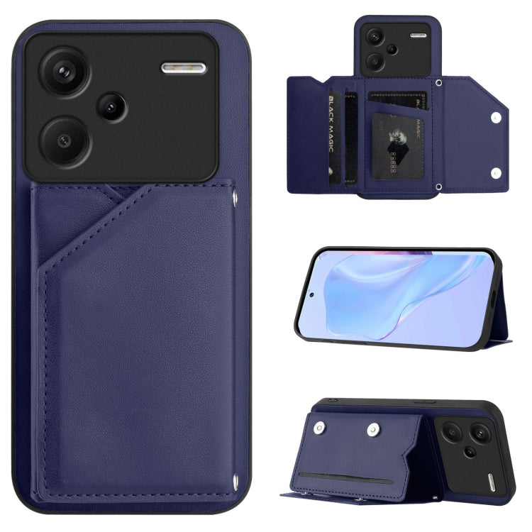 Skin Feel Four Card Slots Phone Case with Wrist Strap, For Redmi 13C 4G Global, For Redmi Note 13 5G, For Redmi Note 13 Pro+, For Redmi 12 4G Global, For Redmi Note 12 Turbo, For Redmi K60 / 60 Pro, For Redmi Note 12S 4G Global                         ...