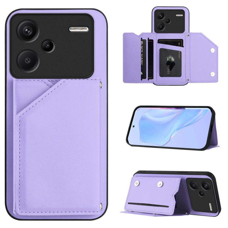 Skin Feel Four Card Slots Phone Case with Wrist Strap, For Redmi 13C 4G Global, For Redmi Note 13 5G, For Redmi Note 13 Pro+, For Redmi 12 4G Global, For Redmi Note 12 Turbo, For Redmi K60 / 60 Pro, For Redmi Note 12S 4G Global                         ...