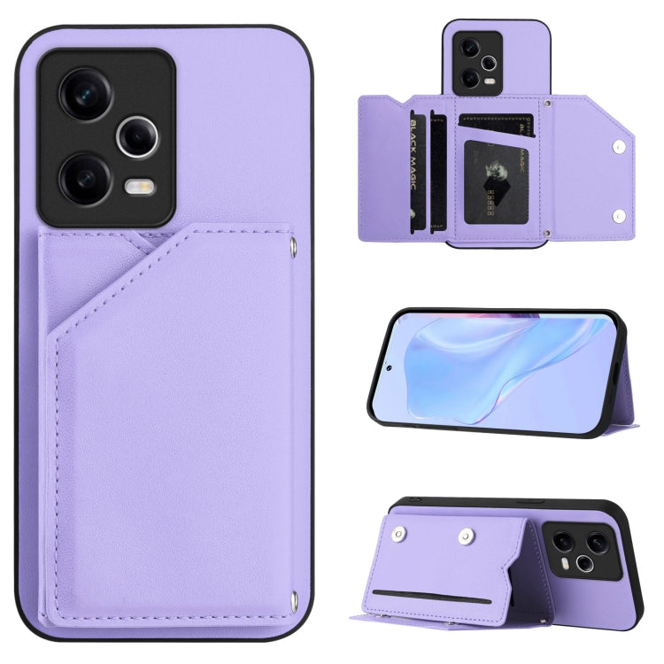 Skin Feel Four Card Slots Phone Case with Wrist Strap, For Redmi Note 12 Pro+ 5G, For Redmi Note 12 Pro 5G, For Redmi Note 12 Pro Speed, For Redmi Note 12 5G Global, For Redmi 12C / 11A, For Redmi 10C, For Redmi Turbo 3