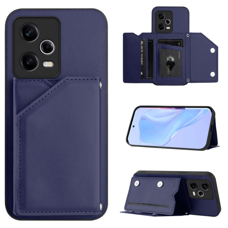 Skin Feel Four Card Slots Phone Case with Wrist Strap, For Redmi Note 12 Pro+ 5G, For Redmi Note 12 Pro 5G, For Redmi Note 12 Pro Speed, For Redmi Note 12 5G Global, For Redmi 12C / 11A, For Redmi 10C, For Redmi Turbo 3