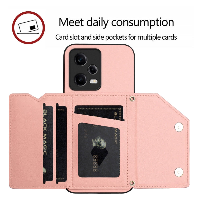 Skin Feel Four Card Slots Phone Case with Wrist Strap, For Redmi Note 12 Pro+ 5G, For Redmi Note 12 Pro 5G, For Redmi Note 12 Pro Speed, For Redmi Note 12 5G Global, For Redmi 12C / 11A, For Redmi 10C, For Redmi Turbo 3