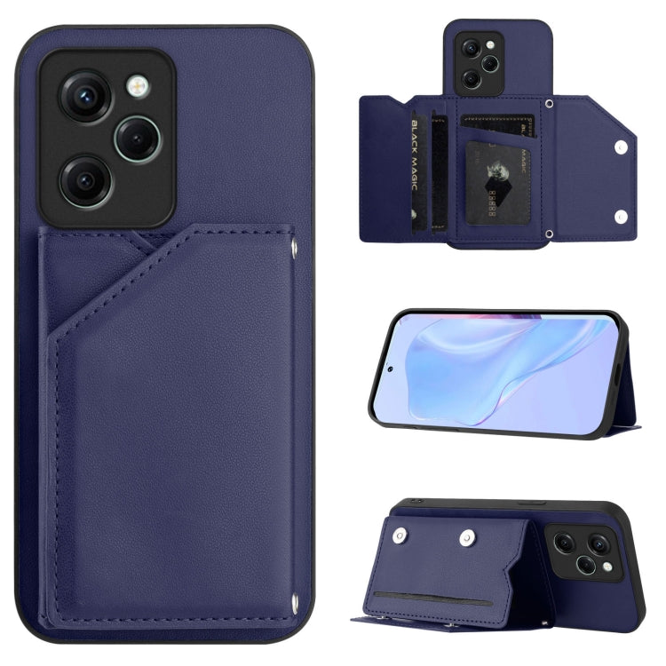 Skin Feel Four Card Slots Phone Case with Wrist Strap, For Redmi Note 12 Pro+ 5G, For Redmi Note 12 Pro 5G, For Redmi Note 12 Pro Speed, For Redmi Note 12 5G Global, For Redmi 12C / 11A, For Redmi 10C, For Redmi Turbo 3