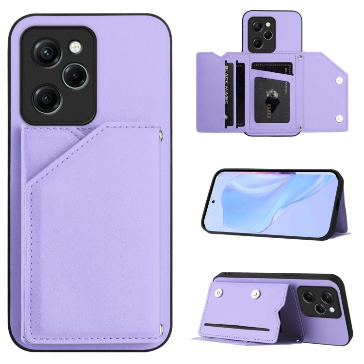 Skin Feel Four Card Slots Phone Case with Wrist Strap, For Redmi Note 12 Pro+ 5G, For Redmi Note 12 Pro 5G, For Redmi Note 12 Pro Speed, For Redmi Note 12 5G Global, For Redmi 12C / 11A, For Redmi 10C, For Redmi Turbo 3