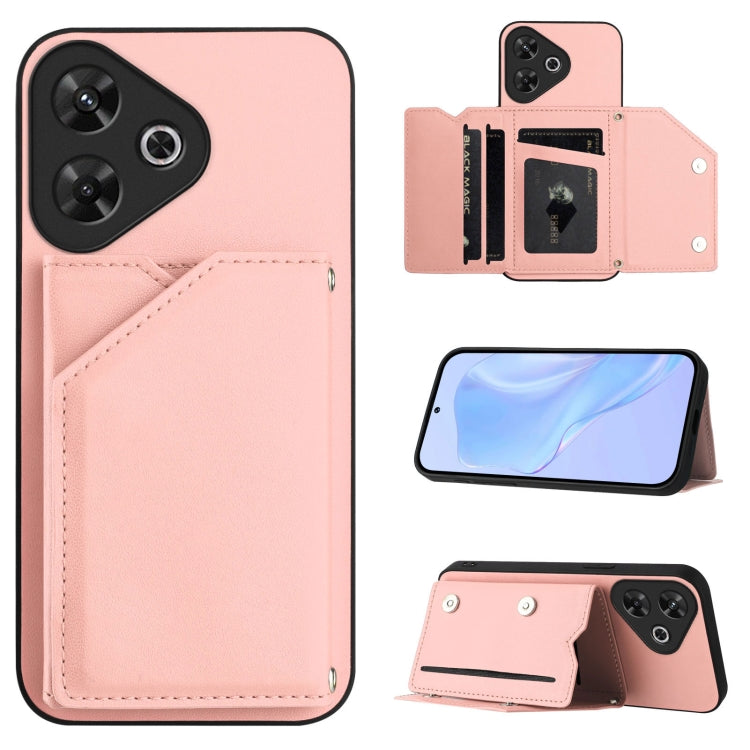 Skin Feel Four Card Slots Phone Case with Wrist Strap, For Redmi Turbo 4 Pro / Poco F7, For Redmi A5 4G 171.7mm / Poco C71, For Redmi Note 13R / Redmi 13, For Redmi A3 4G Global, For Redmi Note 13 Pro 4G Global, For Redmi Note 13 4G Global             ...
