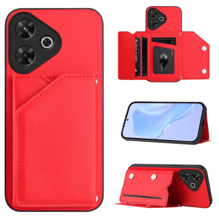 Skin Feel Four Card Slots Phone Case with Wrist Strap, For Redmi Turbo 4 Pro / Poco F7, For Redmi A5 4G 171.7mm / Poco C71, For Redmi Note 13R / Redmi 13, For Redmi A3 4G Global, For Redmi Note 13 Pro 4G Global, For Redmi Note 13 4G Global             ...