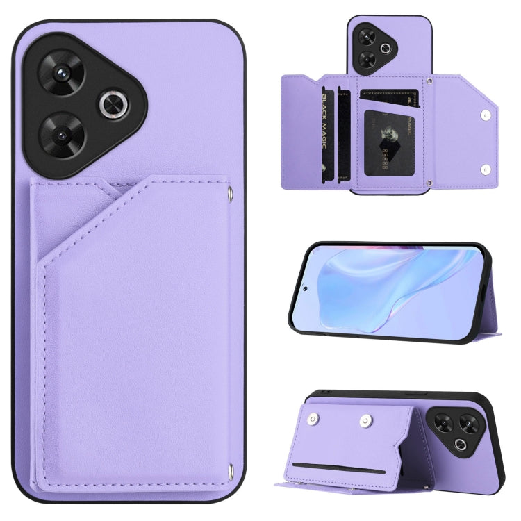 Skin Feel Four Card Slots Phone Case with Wrist Strap, For Redmi Turbo 4 Pro / Poco F7, For Redmi A5 4G 171.7mm / Poco C71, For Redmi Note 13R / Redmi 13, For Redmi A3 4G Global, For Redmi Note 13 Pro 4G Global, For Redmi Note 13 4G Global             ...