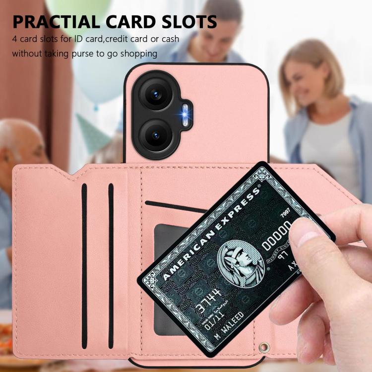 Skin Feel Four Card Slots Phone Case with Wrist Strap, For Redmi Turbo 4 Pro / Poco F7, For Redmi A5 4G 171.7mm / Poco C71, For Redmi Note 13R / Redmi 13, For Redmi A3 4G Global, For Redmi Note 13 Pro 4G Global, For Redmi Note 13 4G Global             ...