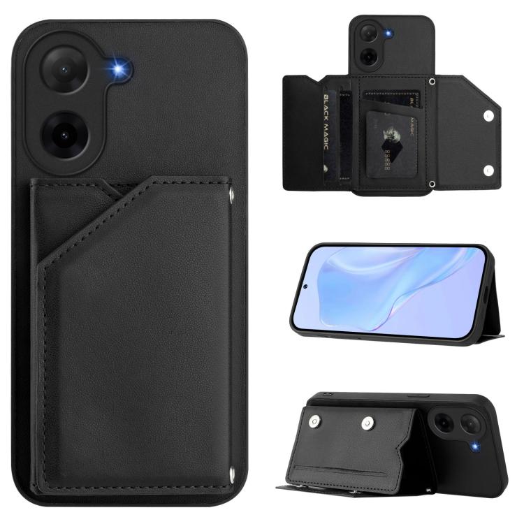 Skin Feel Four Card Slots Phone Case with Wrist Strap, For Redmi Turbo 4 Pro / Poco F7, For Redmi A5 4G 171.7mm / Poco C71, For Redmi Note 13R / Redmi 13, For Redmi A3 4G Global, For Redmi Note 13 Pro 4G Global, For Redmi Note 13 4G Global             ...