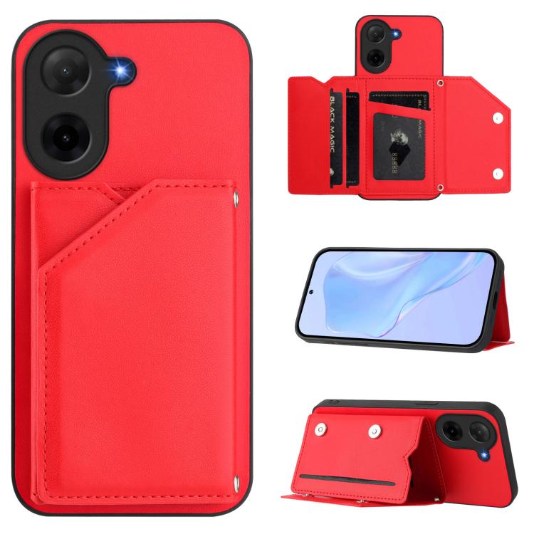Skin Feel Four Card Slots Phone Case with Wrist Strap, For Redmi Turbo 4 Pro / Poco F7, For Redmi A5 4G 171.7mm / Poco C71, For Redmi Note 13R / Redmi 13, For Redmi A3 4G Global, For Redmi Note 13 Pro 4G Global, For Redmi Note 13 4G Global             ...