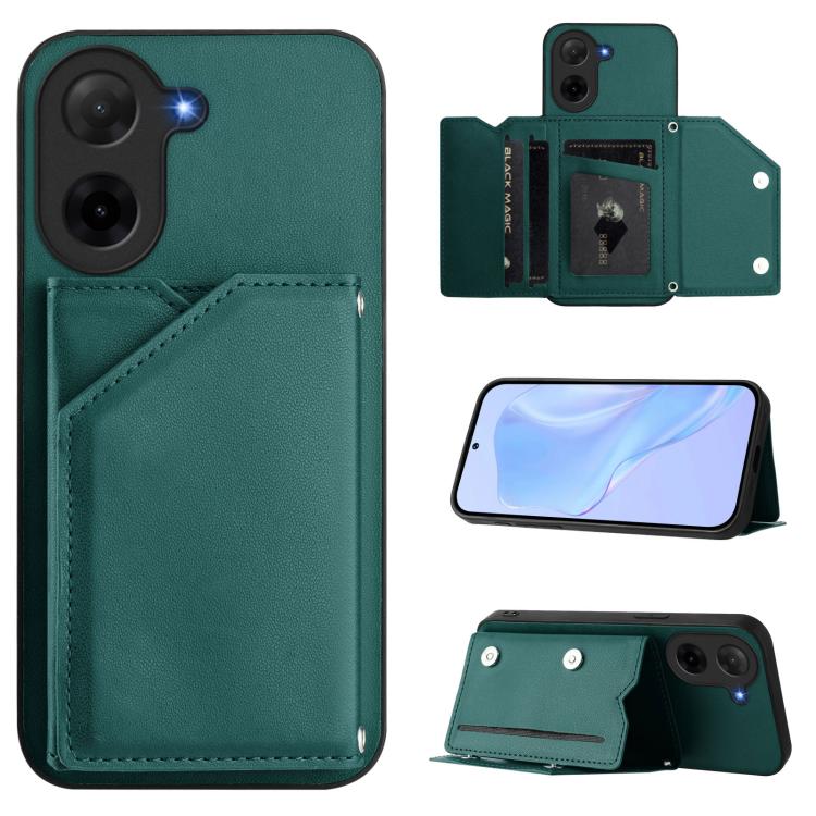 Skin Feel Four Card Slots Phone Case with Wrist Strap, For Redmi Turbo 4 Pro / Poco F7, For Redmi A5 4G 171.7mm / Poco C71, For Redmi Note 13R / Redmi 13, For Redmi A3 4G Global, For Redmi Note 13 Pro 4G Global, For Redmi Note 13 4G Global             ...