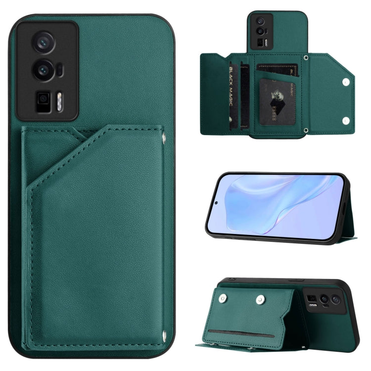 Skin Feel Four Card Slots Phone Case with Wrist Strap, For Xiaomi 15 Ultra, For Xiaomi Poco X7 Pro, For Xiaomi Poco F6, For Xiaomi Civi 4 Pro, For Xiaomi Poco X6, For Xiaomi Poco C65, For Xiaomi Poco F5 5G, For Xiaomi Poco F5 Pro 5G