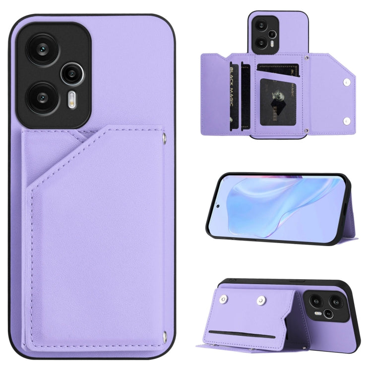 Skin Feel Four Card Slots Phone Case with Wrist Strap, For Xiaomi 15 Ultra, For Xiaomi Poco X7 Pro, For Xiaomi Poco F6, For Xiaomi Civi 4 Pro, For Xiaomi Poco X6, For Xiaomi Poco C65, For Xiaomi Poco F5 5G, For Xiaomi Poco F5 Pro 5G