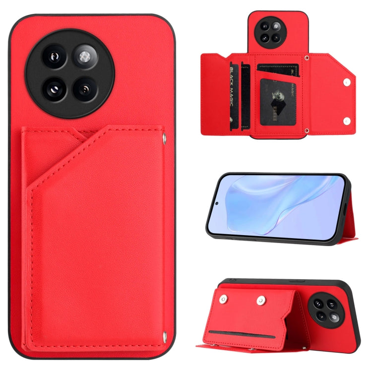 Skin Feel Four Card Slots Phone Case with Wrist Strap, For Xiaomi 15 Ultra, For Xiaomi Poco X7 Pro, For Xiaomi Poco F6, For Xiaomi Civi 4 Pro, For Xiaomi Poco X6, For Xiaomi Poco C65, For Xiaomi Poco F5 5G, For Xiaomi Poco F5 Pro 5G