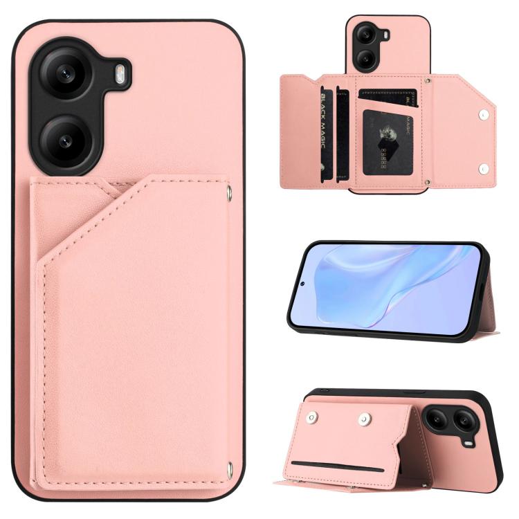 Skin Feel Four Card Slots Phone Case with Wrist Strap, For Xiaomi 15 Ultra, For Xiaomi Poco X7 Pro, For Xiaomi Poco F6, For Xiaomi Civi 4 Pro, For Xiaomi Poco X6, For Xiaomi Poco C65, For Xiaomi Poco F5 5G, For Xiaomi Poco F5 Pro 5G