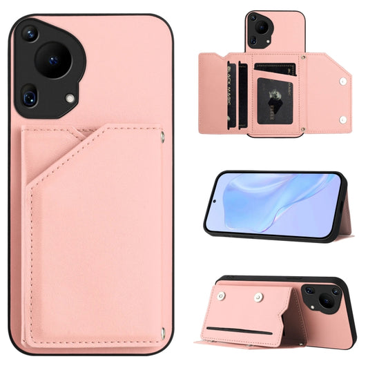 Skin Feel Four Card Slots Phone Case with Wrist Strap, For Huawei Pura 70 Ultra, For Huawei Pura 70 Pro, For Huawei Pura 70