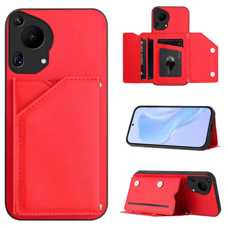 Skin Feel Four Card Slots Phone Case with Wrist Strap, For Huawei Pura 70 Ultra, For Huawei Pura 70 Pro, For Huawei Pura 70
