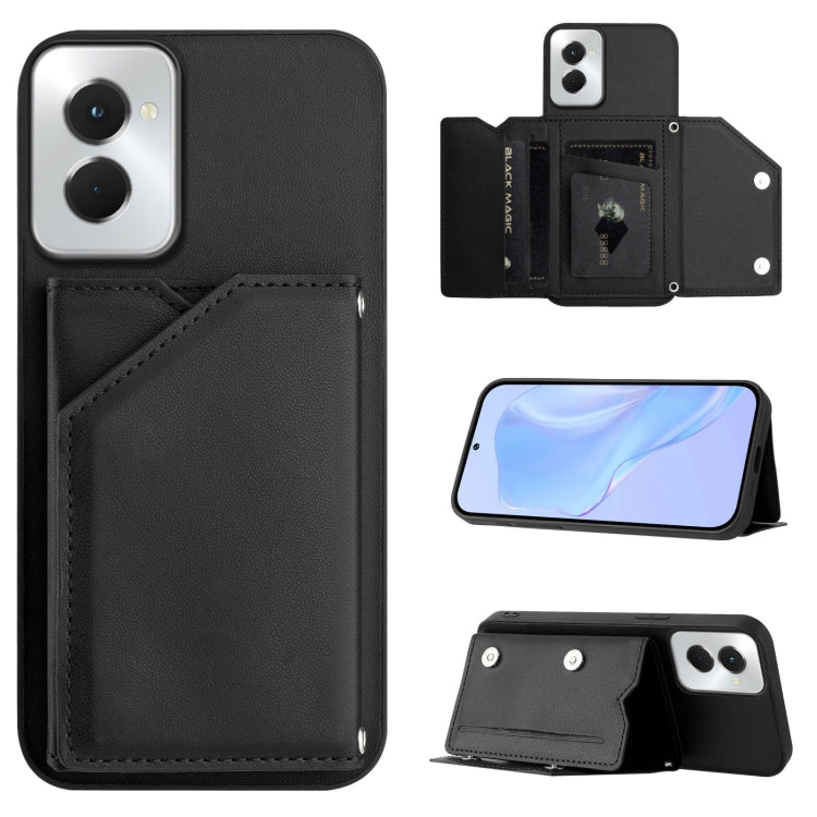Skin Feel Four Card Slots Phone Case with Wrist Strap, For Motorola Moto G Play 2024 5G
