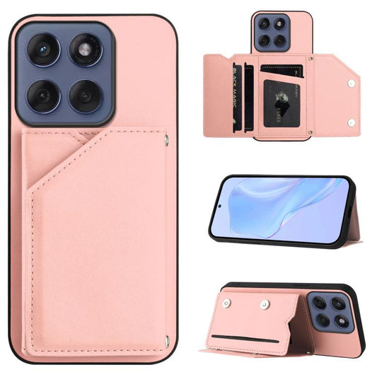 Skin Feel Four Card Slots Phone Case with Wrist Strap, For Motorola Edge 60 Fusion / Edge 60, For Motorola Edge 60 Stylus 5G, For Motorola S50 Neo, For Motorola Moto X50 Ultra, For Motorola Edge 50 Pro, For Motorola Edge 50 Fusion                      ...