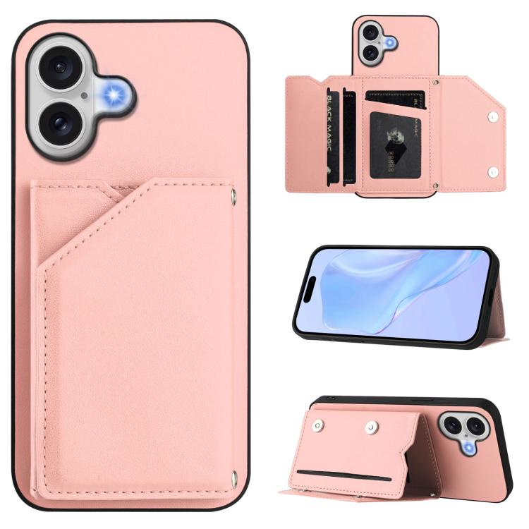 Skin Feel Four Card Slots Phone Case with Wrist Strap, For iPhone 18 Pro / 17 Pro, For iPhone 18 Pro Max / 17 Pro Max, For iPhone 17, For iPhone Air, For iPhone 16 Pro Max, For iPhone 16 Pro, For iPhone 16 Plus, For iPhone 16