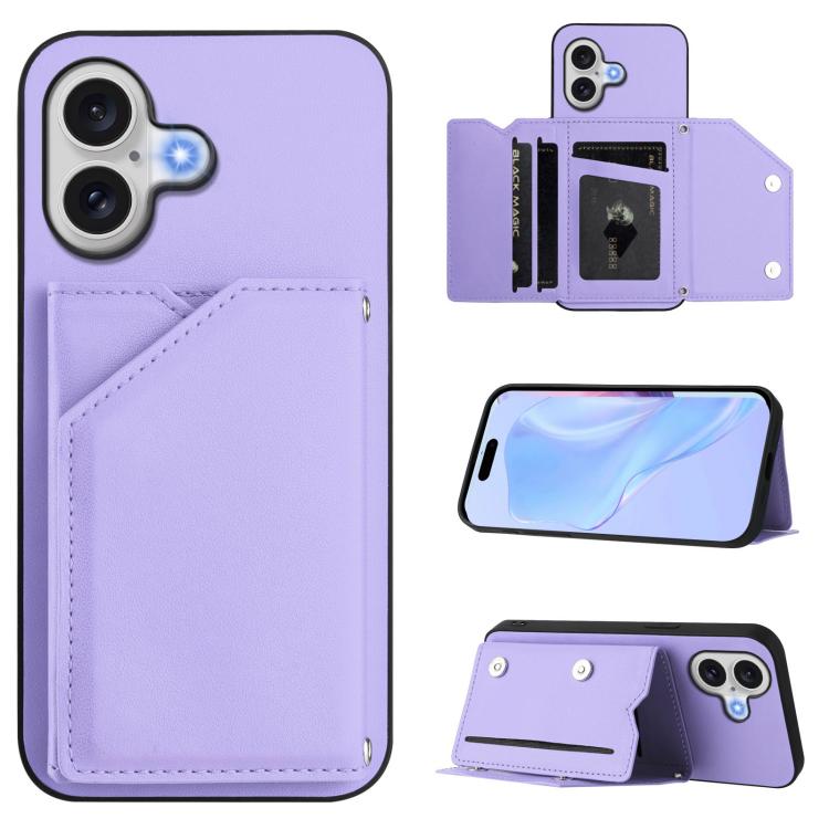 Skin Feel Four Card Slots Phone Case with Wrist Strap, For iPhone 18 Pro / 17 Pro, For iPhone 18 Pro Max / 17 Pro Max, For iPhone 17, For iPhone Air, For iPhone 16 Pro Max, For iPhone 16 Pro, For iPhone 16 Plus, For iPhone 16