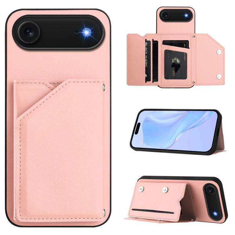 Skin Feel Four Card Slots Phone Case with Wrist Strap, For iPhone 18 Pro / 17 Pro, For iPhone 18 Pro Max / 17 Pro Max, For iPhone 17, For iPhone Air, For iPhone 16 Pro Max, For iPhone 16 Pro, For iPhone 16 Plus, For iPhone 16