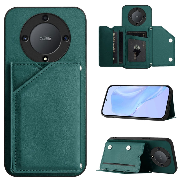 Skin Feel Four Card Slots Phone Case with Wrist Strap, For Honor X9A / Magic5 Lite
