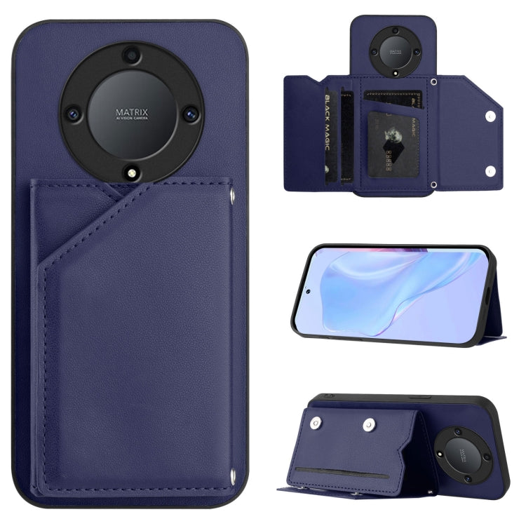 Skin Feel Four Card Slots Phone Case with Wrist Strap, For Honor X9A / Magic5 Lite