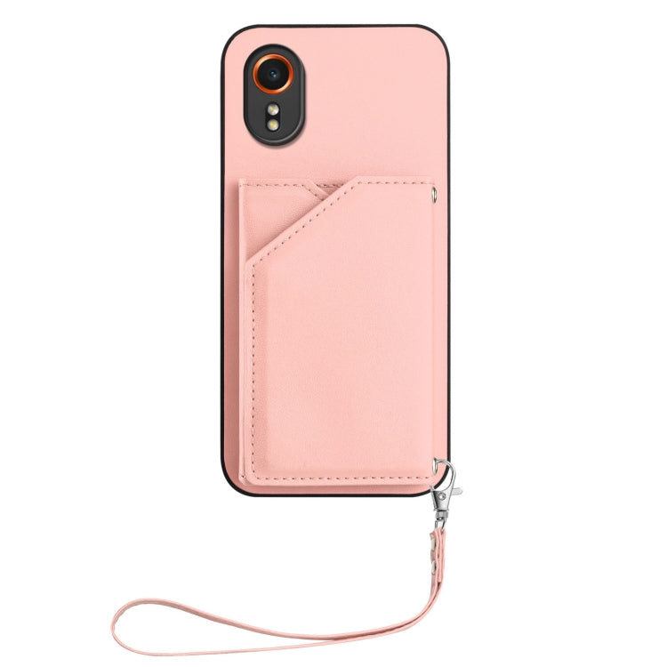 Skin Feel Four Card Slots Phone Case with Wrist Strap, For Samsung Galaxy Xcover 7