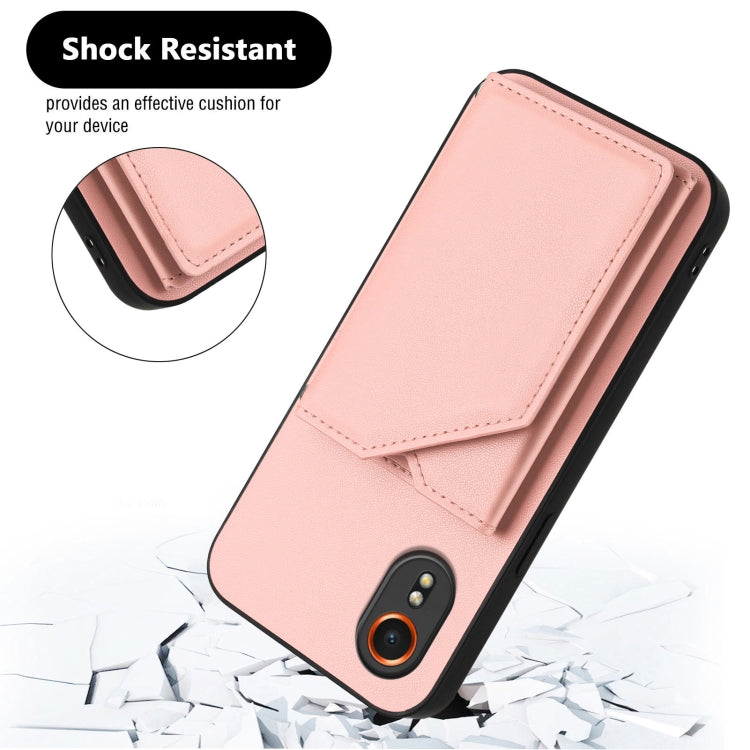 Skin Feel Four Card Slots Phone Case with Wrist Strap, For Samsung Galaxy Xcover 7