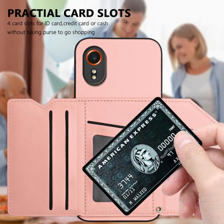 Skin Feel Four Card Slots Phone Case with Wrist Strap, For Samsung Galaxy Xcover 7