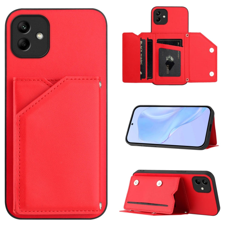 Skin Feel Four Card Slots Phone Case with Wrist Strap, For Samsung Galaxy A24 4G, For Samsung Galaxy A34 5G, For Samsung Galaxy A54 5G, For Samsung Galaxy A04E, For Samsung Galaxy A14 5G, For Samsung Galaxy A04 4G, For Samsung Galaxy A13 5G / A04S     ...