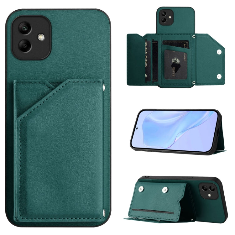 Skin Feel Four Card Slots Phone Case with Wrist Strap, For Samsung Galaxy A24 4G, For Samsung Galaxy A34 5G, For Samsung Galaxy A54 5G, For Samsung Galaxy A04E, For Samsung Galaxy A14 5G, For Samsung Galaxy A04 4G, For Samsung Galaxy A13 5G / A04S     ...