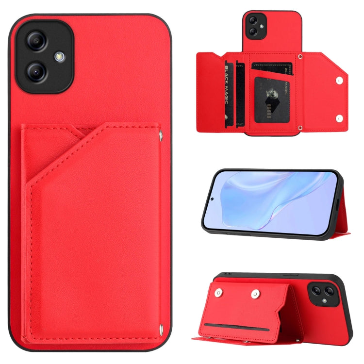 Skin Feel Four Card Slots Phone Case with Wrist Strap, For Samsung Galaxy A24 4G, For Samsung Galaxy A34 5G, For Samsung Galaxy A54 5G, For Samsung Galaxy A04E, For Samsung Galaxy A14 5G, For Samsung Galaxy A04 4G, For Samsung Galaxy A13 5G / A04S     ...