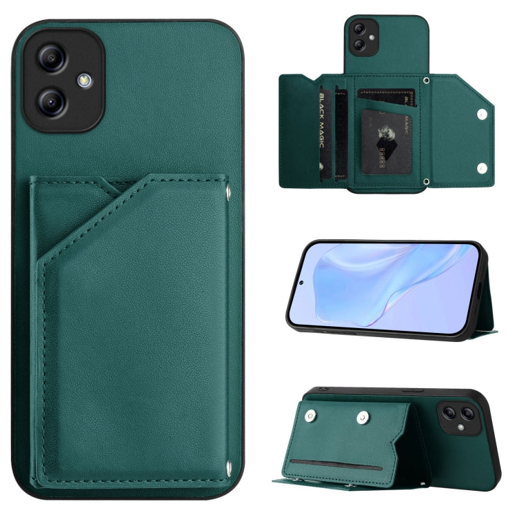 Skin Feel Four Card Slots Phone Case with Wrist Strap, For Samsung Galaxy A24 4G, For Samsung Galaxy A34 5G, For Samsung Galaxy A54 5G, For Samsung Galaxy A04E, For Samsung Galaxy A14 5G, For Samsung Galaxy A04 4G, For Samsung Galaxy A13 5G / A04S     ...